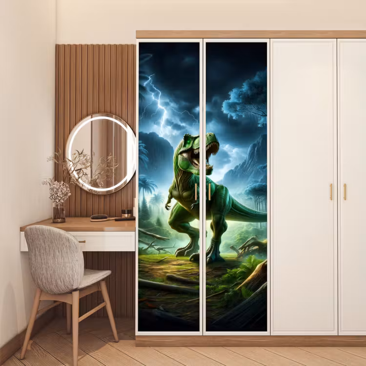 Deursticker - Dino - Jongens - Groen - Blauw - T-Rex — 5