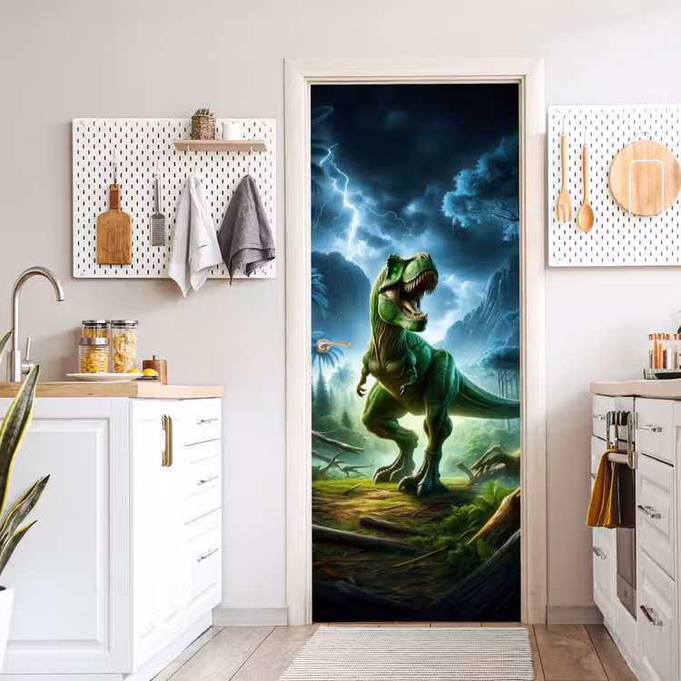 Deursticker - Dino - Jongens - Groen - Blauw - T-Rex — 7