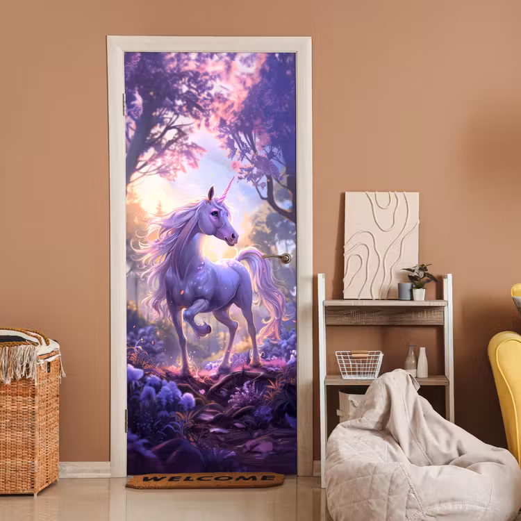 Deursticker - Eenhoorn - Paars - Sprookje - Fantasy dier — 2