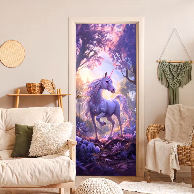 Deursticker - Eenhoorn - Paars - Sprookje - Fantasy dier — 4
