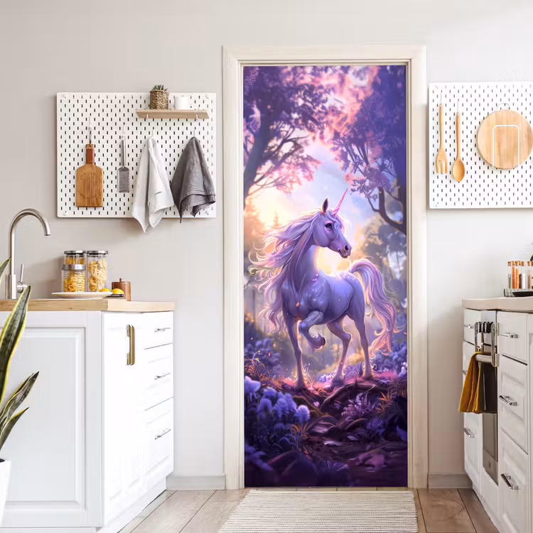 Deursticker - Eenhoorn - Paars - Sprookje - Fantasy dier — 7