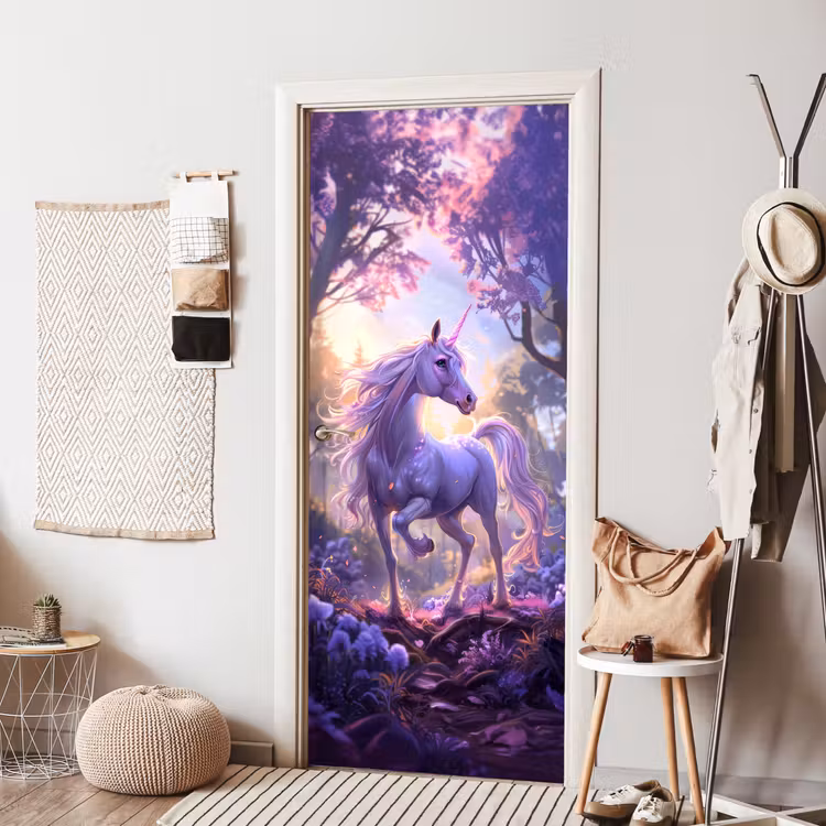 Deursticker - Eenhoorn - Paars - Sprookje - Fantasy dier — 8