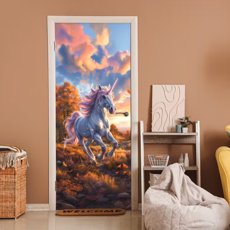 Deursticker - Eenhoorn - Sprookjes dier - Natuur - Meisjes — 2