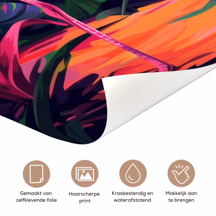 Deursticker - Flamingo - Tropisch - Dier - Bladeren — 3
