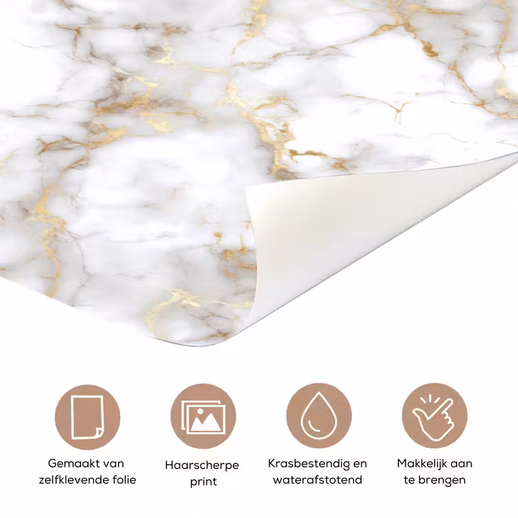 Deursticker - Gouden aders - Marmer - Wit — 3