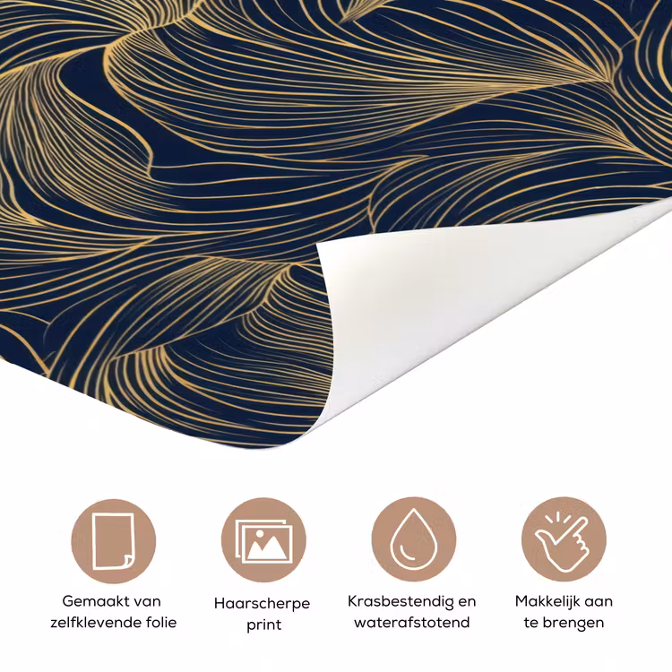 Deursticker - Abstract - Lijnen - Blauw - Goud — 3