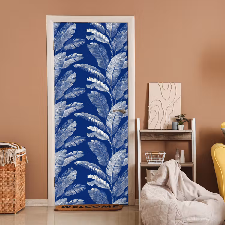 Deursticker - Blad - Palm - Blauw — 2