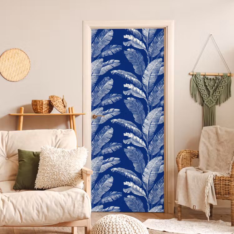 Deursticker - Blad - Palm - Blauw — 4