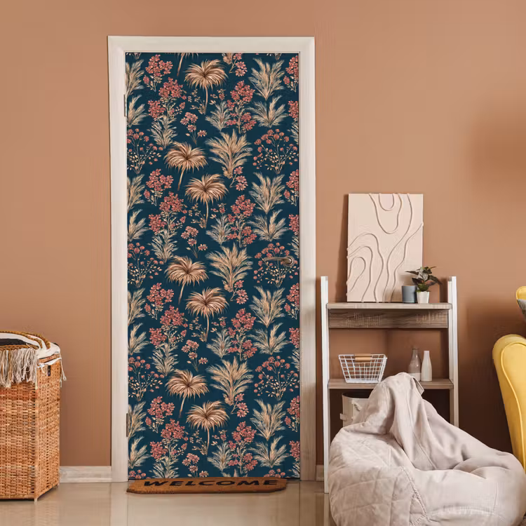 Deursticker - Botanisch - Patroon - Blauw — 2