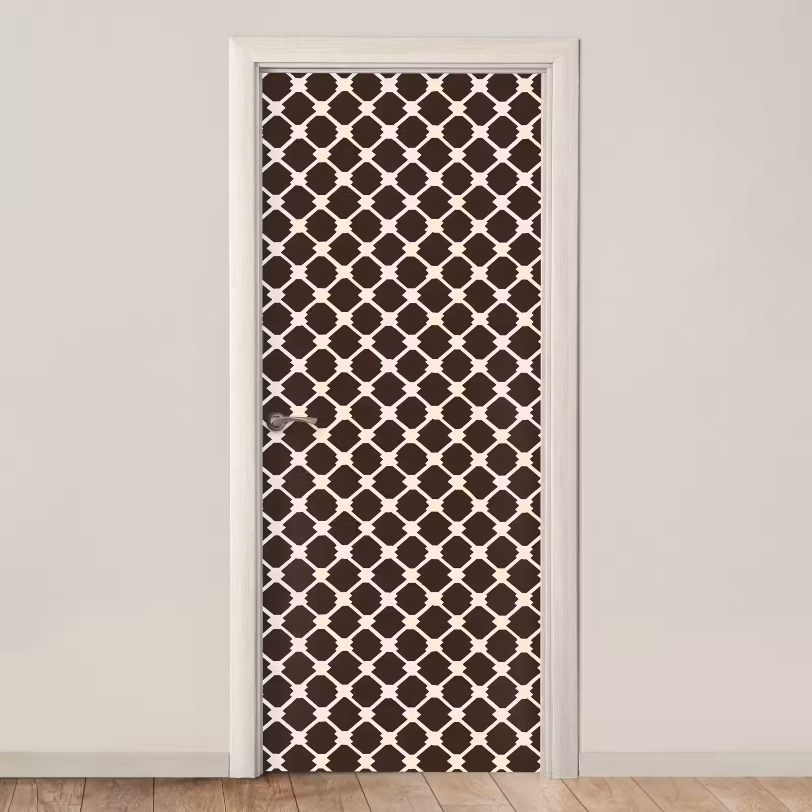 Deursticker - Bruin - Ruitpatroon - Geometrisch — 1