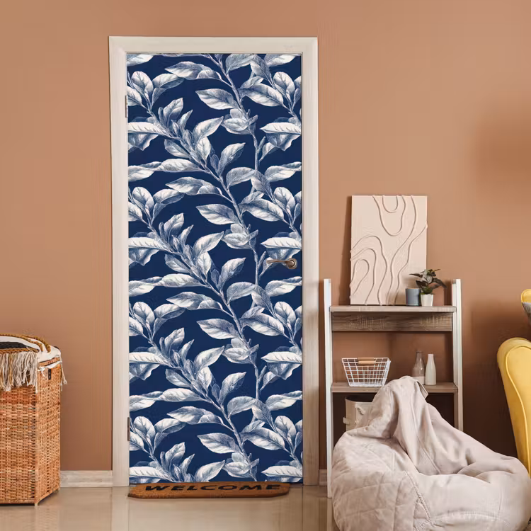 Deursticker - Botanisch - Patroon - Blauw — 2