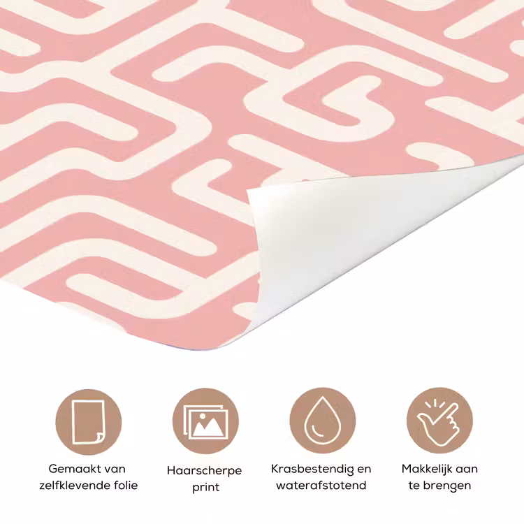 Deursticker - Doolhofpatroon - Roze - Wit - Abstract — 3