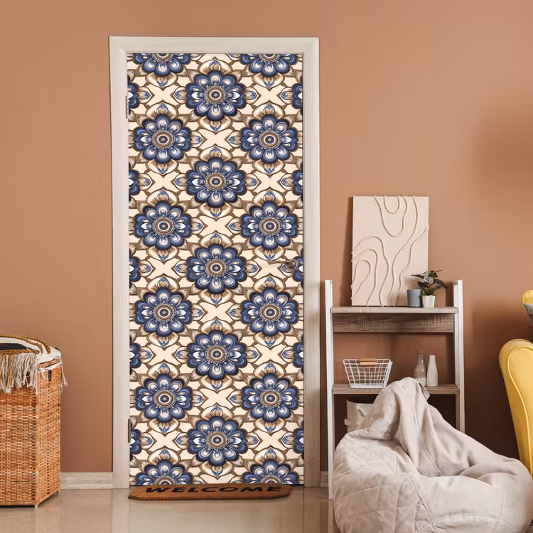 Deursticker - Floraal - Ornament - Blauw — 2