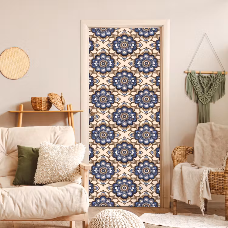 Deursticker - Floraal - Ornament - Blauw — 4