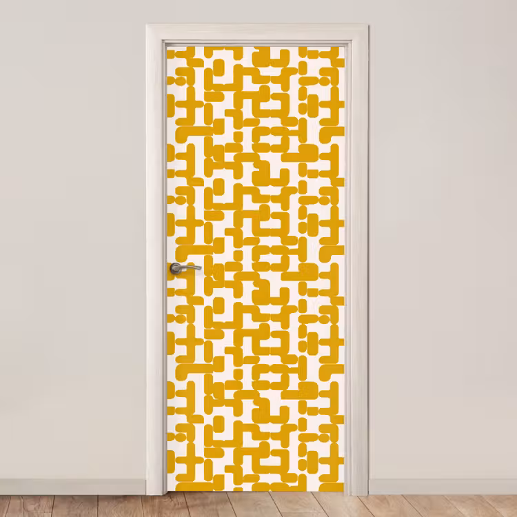 Deursticker - Geel - Beige - Patroon — 1