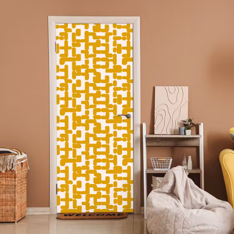 Deursticker - Geel - Beige - Patroon — 2