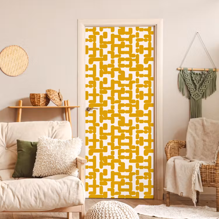 Deursticker - Geel - Beige - Patroon — 4