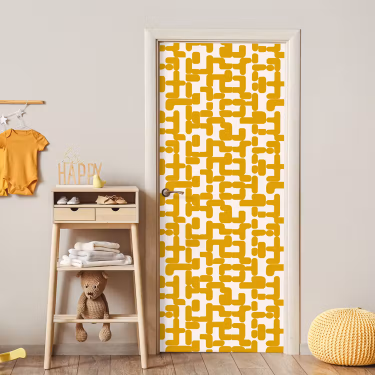 Deursticker - Geel - Beige - Patroon — 6