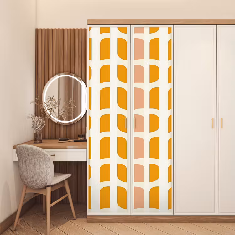 Deursticker - Geometrisch - Patroon - Geel - Roze — 5