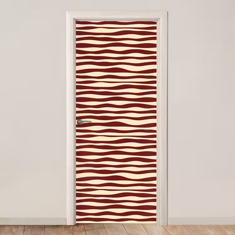 Deursticker - Golven - Rood - Patroon - Crème — 1