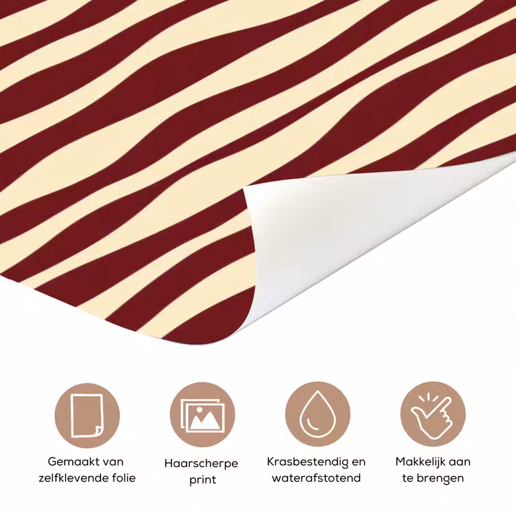 Deursticker - Golven - Rood - Patroon - Crème — 3