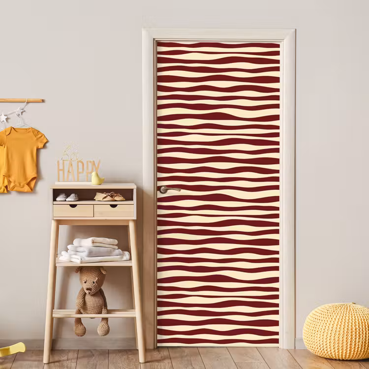 Deursticker - Golven - Rood - Patroon - Crème — 6