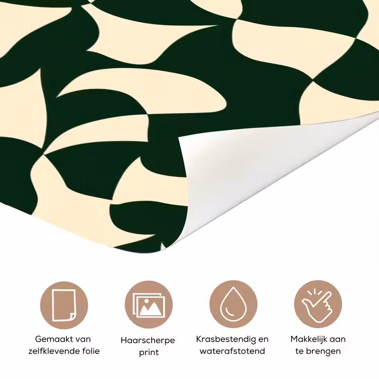 Deursticker - Groen - Organische vlakken - Crème — 3