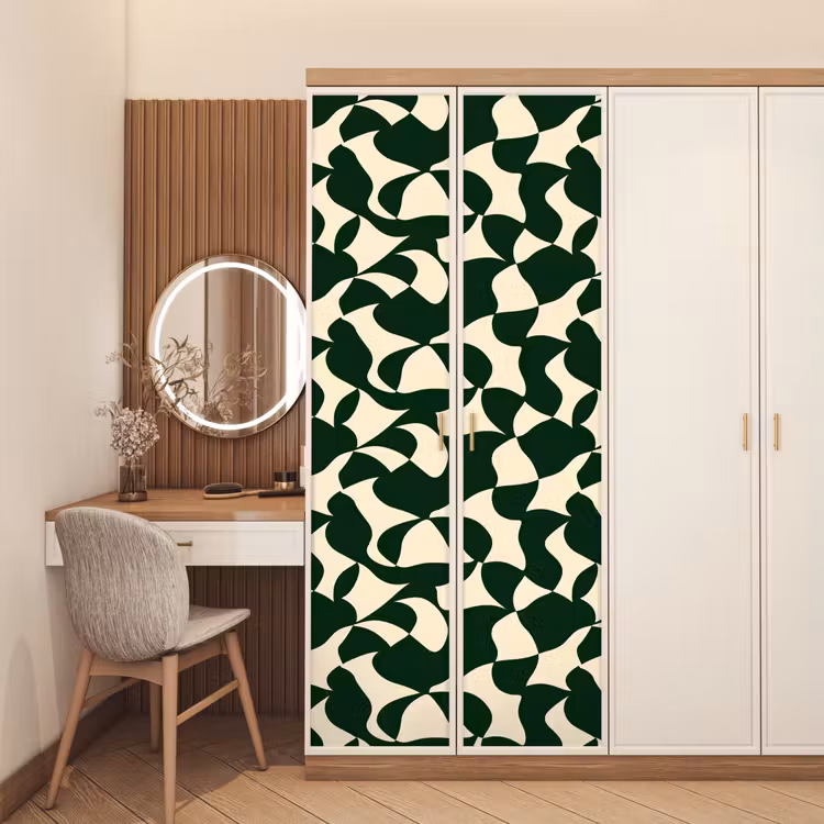 Deursticker - Groen - Organische vlakken - Crème — 5