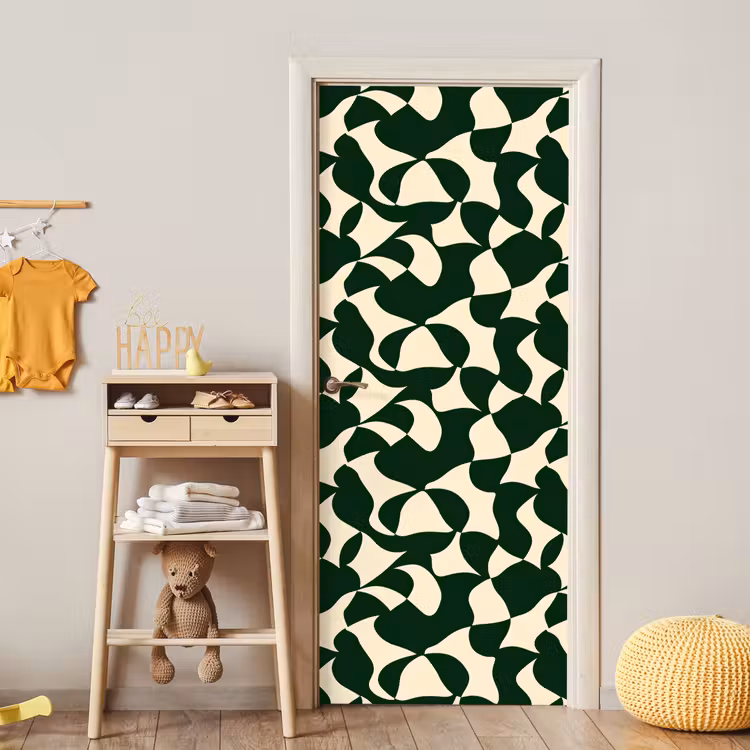 Deursticker - Groen - Organische vlakken - Crème — 6