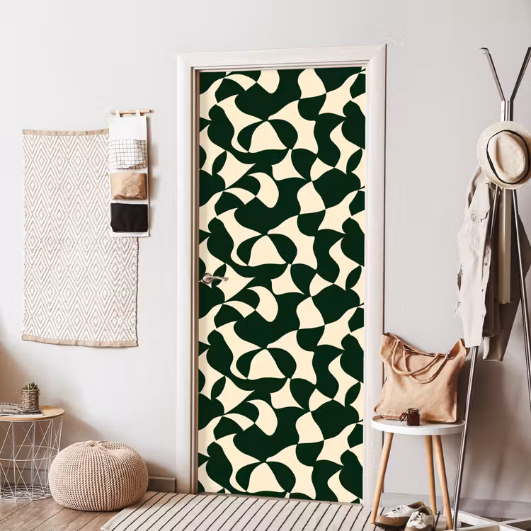 Deursticker - Groen - Organische vlakken - Crème — 8