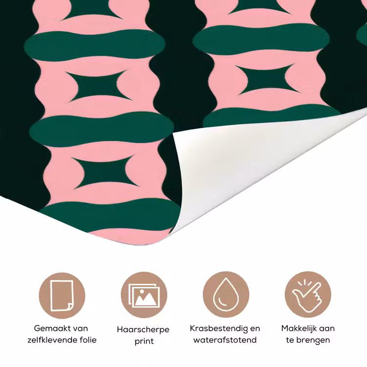 Deursticker - Groen - Roze - Retro - Sterren — 3