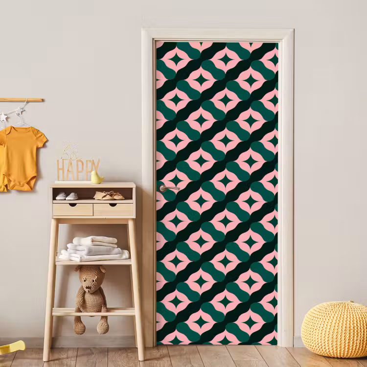 Deursticker - Groen - Roze - Retro - Sterren — 6