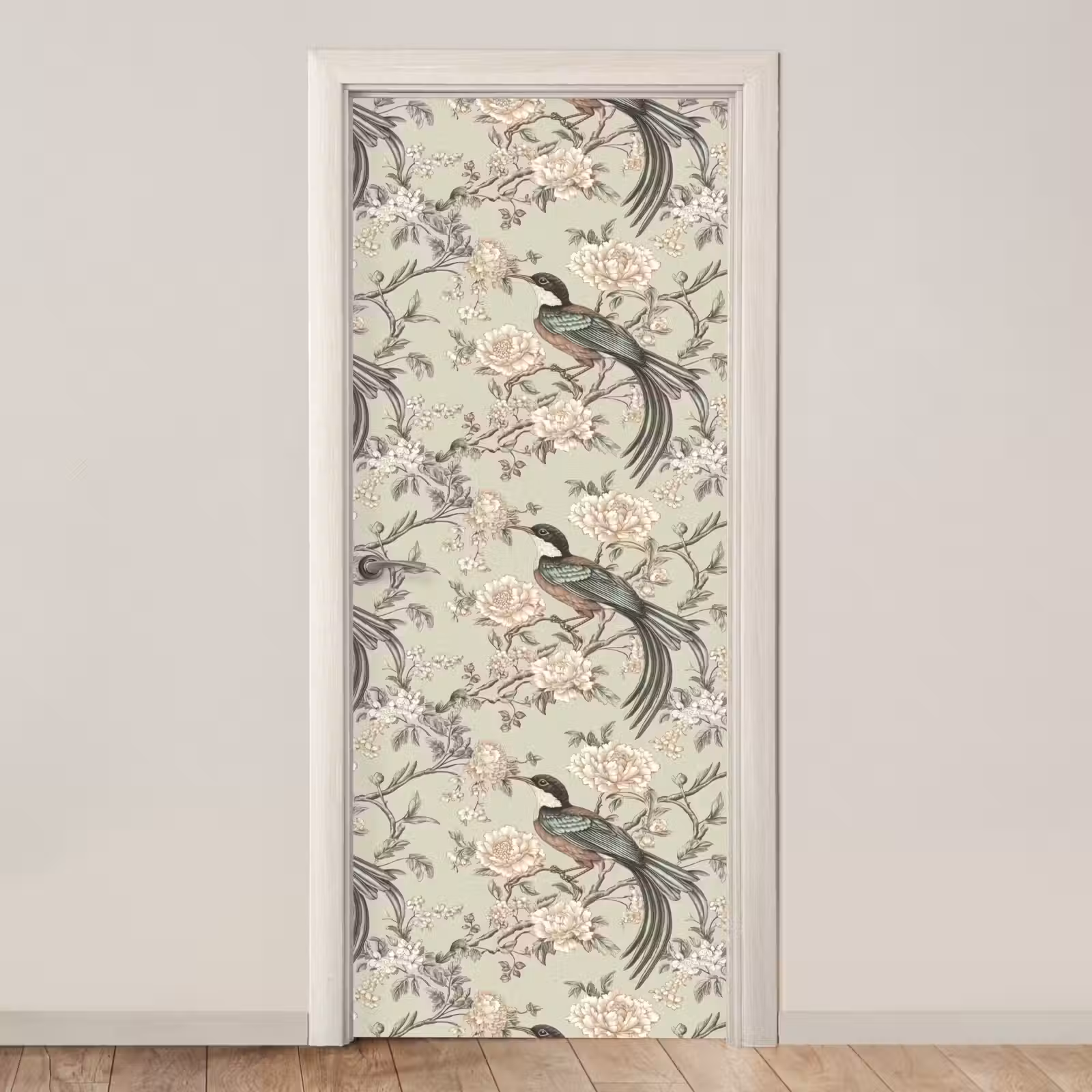 Deursticker - Bloem - Vogel - Kleurrijk — 1