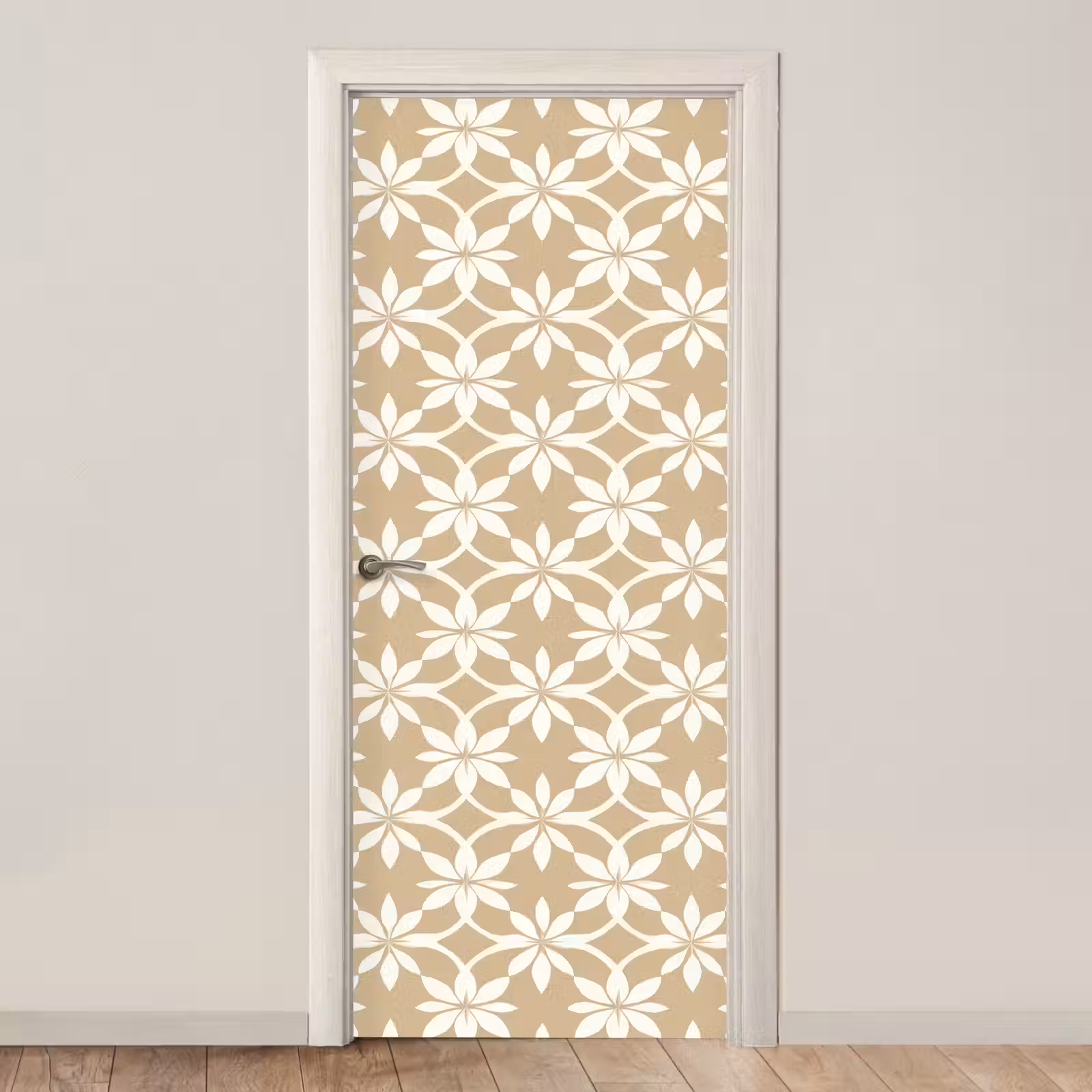 Deursticker - Bloemen - Patroon - Beige — 1