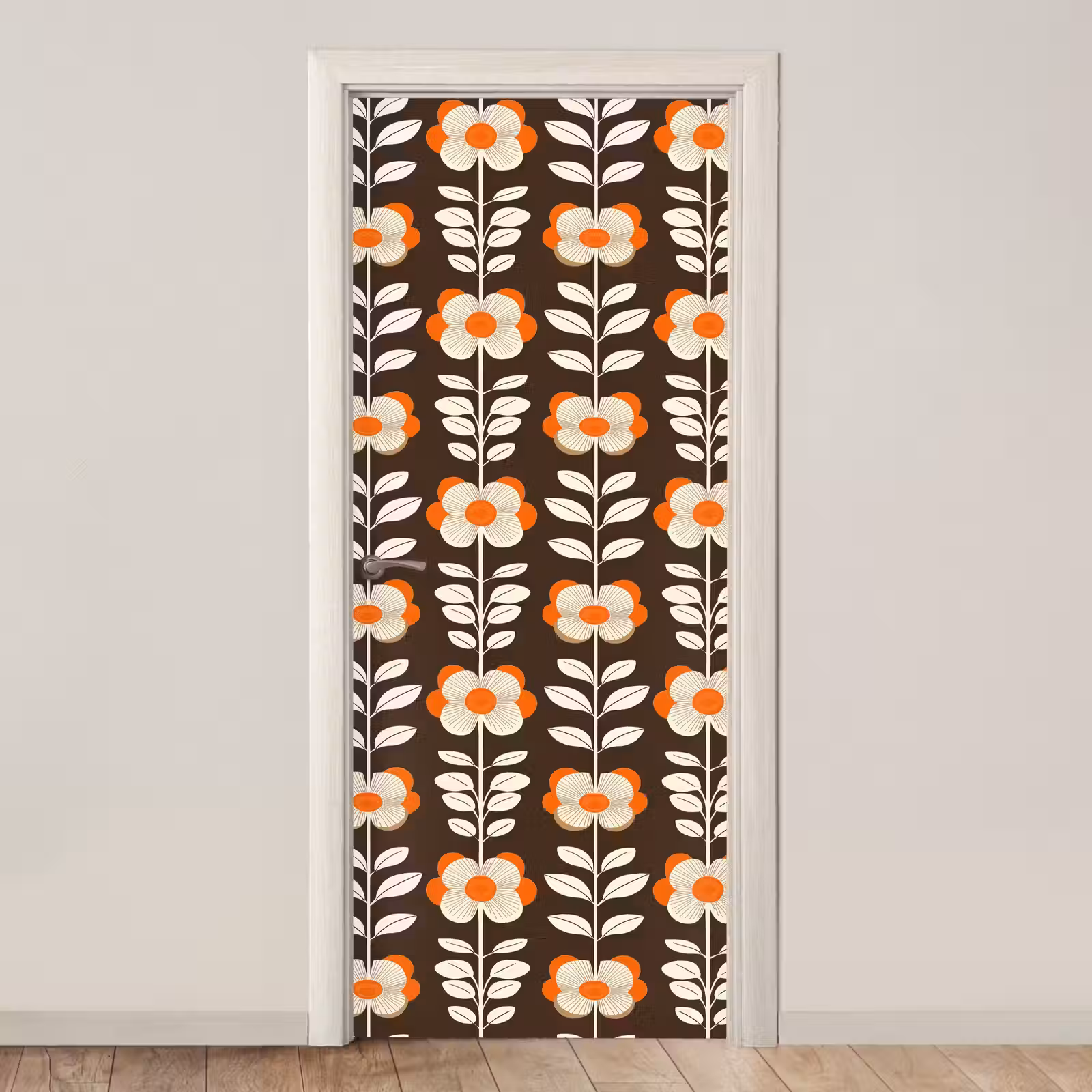 Deursticker - Bloemen - Retro - Bruin — 1