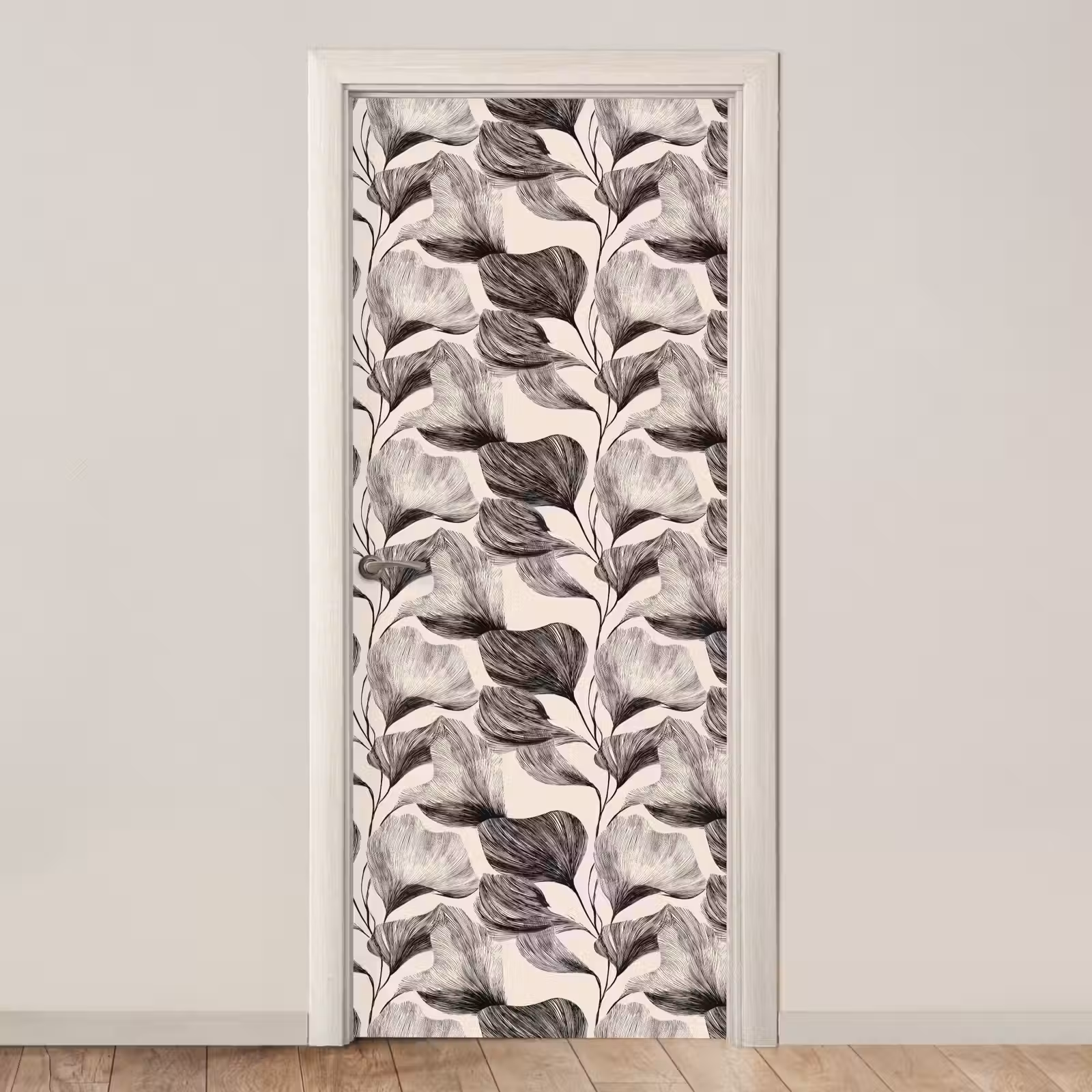 Deursticker - Botanisch - Bladeren - Zwart — 1