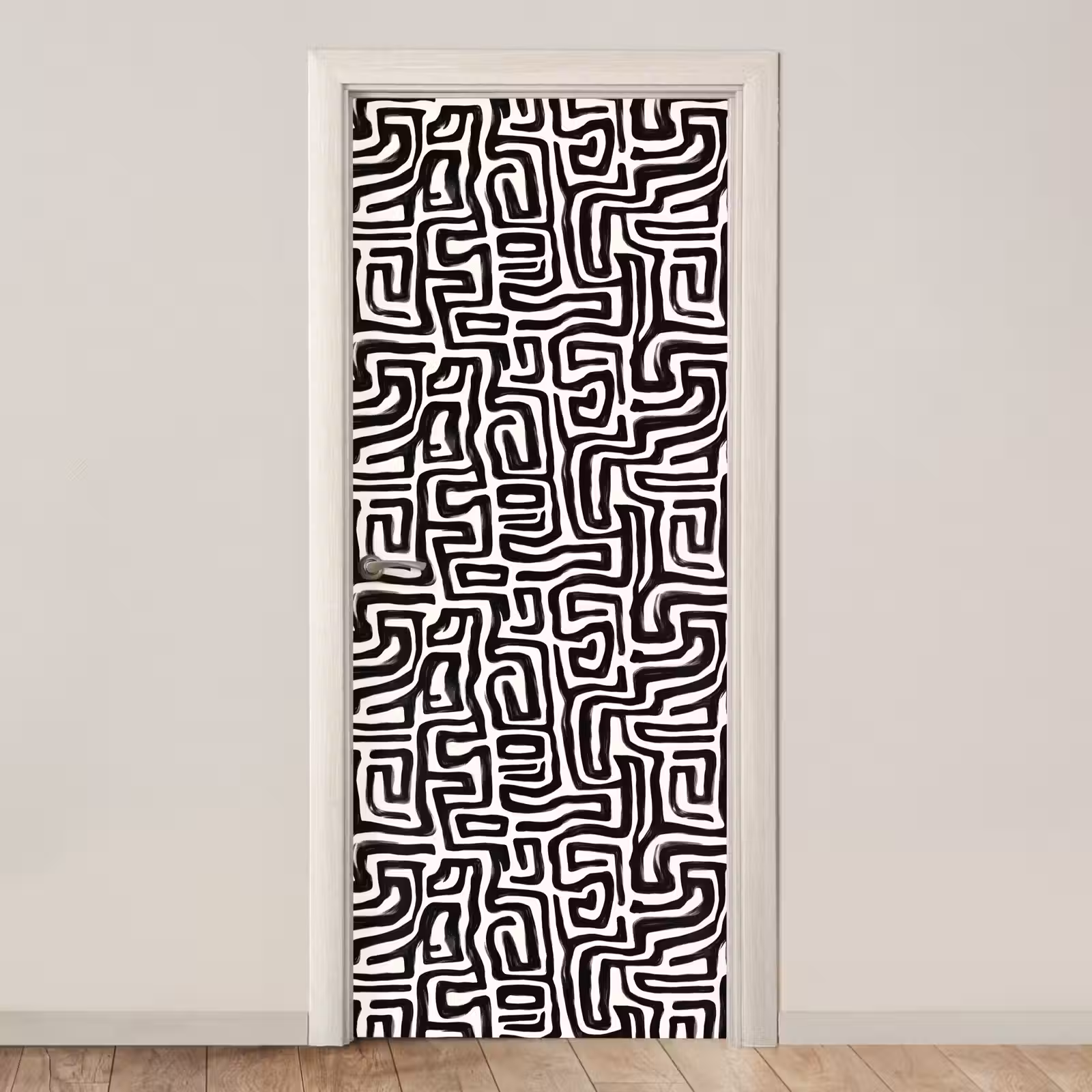 Deursticker - Grafisch - Lijnen - Zwart - Wit — 1