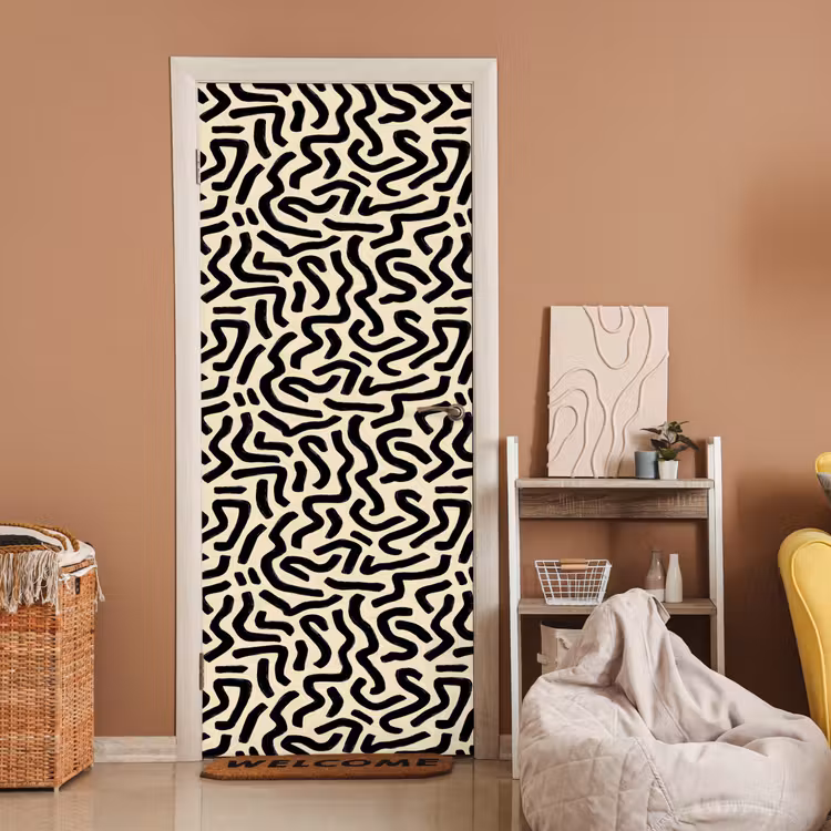 Deursticker - Abstract - Lijnen - Zwart — 2