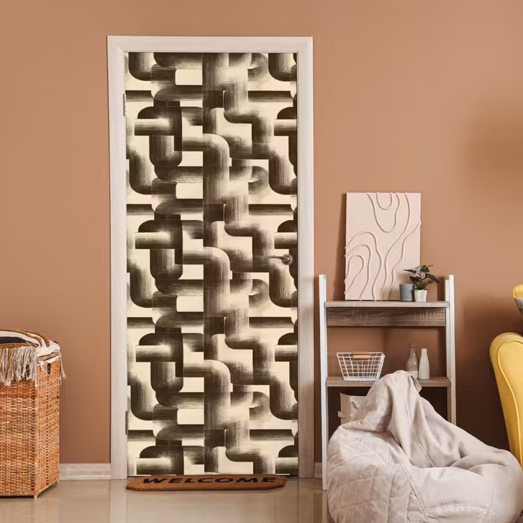 Deursticker - Abstract - Retro - Zwart — 2