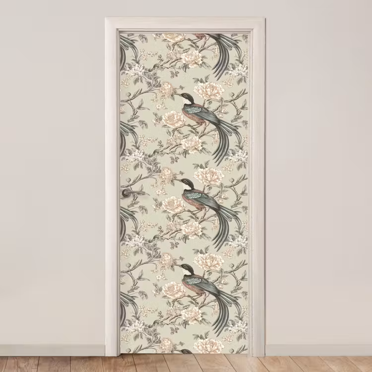 Deursticker - Bloem - Vogel - Kleurrijk — 1
