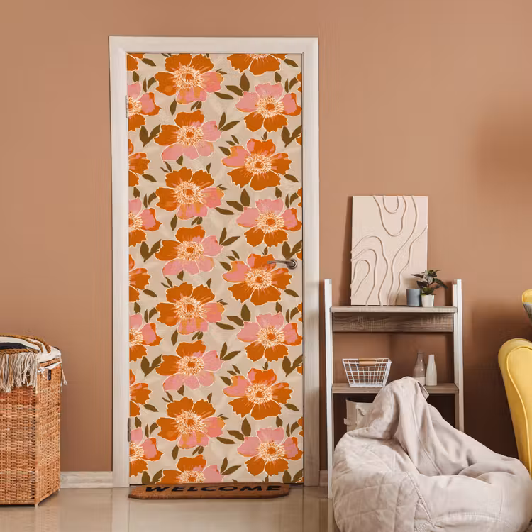 Deursticker - Bloemen - Motief - Retro — 2