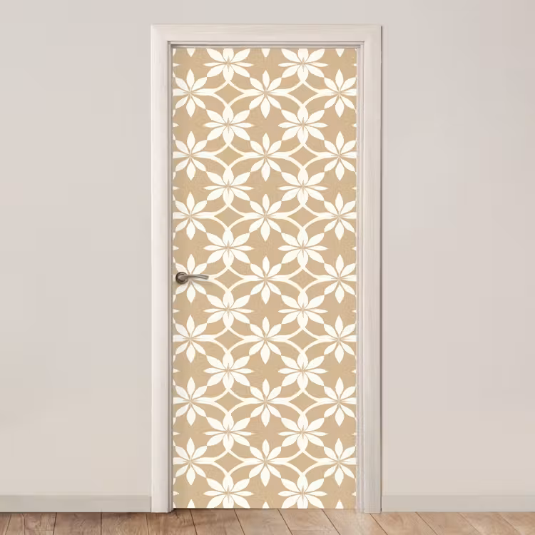 Deursticker - Bloemen - Patroon - Beige — 1
