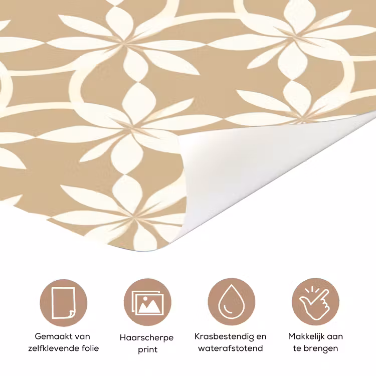 Deursticker - Bloemen - Patroon - Beige — 3