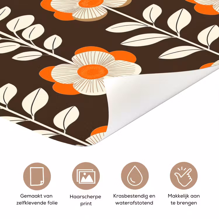 Deursticker - Bloemen - Retro - Bruin — 3