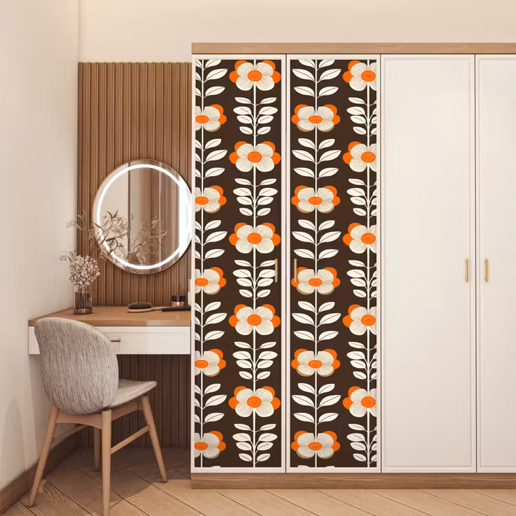 Deursticker - Bloemen - Retro - Bruin — 5