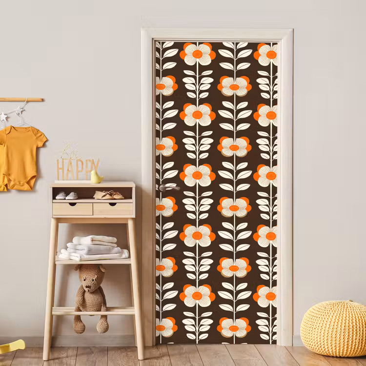Deursticker - Bloemen - Retro - Bruin — 6