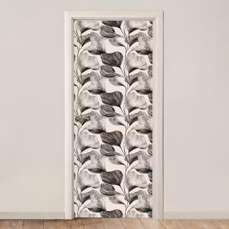 Deursticker - Botanisch - Bladeren - Zwart — 1