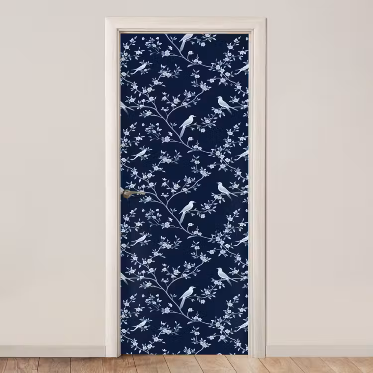Deursticker - Grafisch - Bloesemtak - Blauw — 1