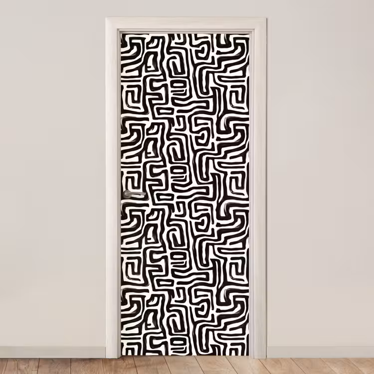 Deursticker - Grafisch - Lijnen - Zwart - Wit — 1