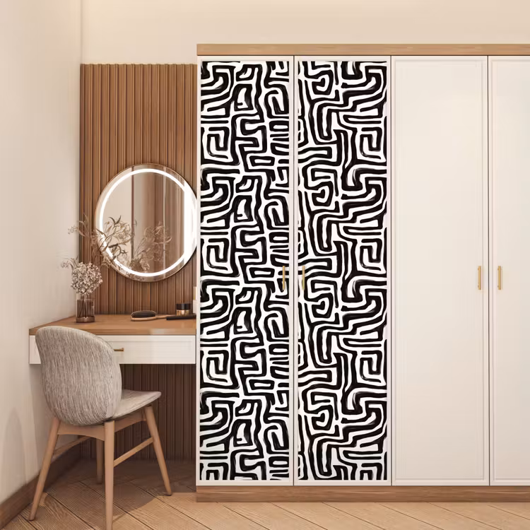 Deursticker - Grafisch - Lijnen - Zwart - Wit — 5